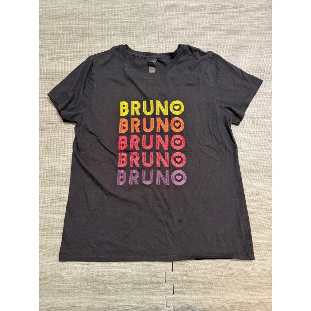Gildan Softstyle Bruno Mars Heart Graphic T-Shirt Black Multi-Color Large
